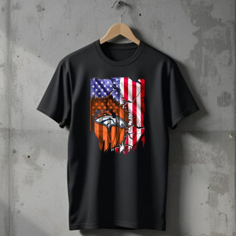 American Flag Denver Broncos Logo Explosion T Shirt 1 T Shirt 1