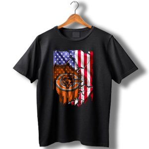 American Flag With Chicago Bears T Shirt