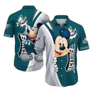 Animated Rush Mickey Mouse Philadelphia Eagles Tropical Hawaiian Shirt