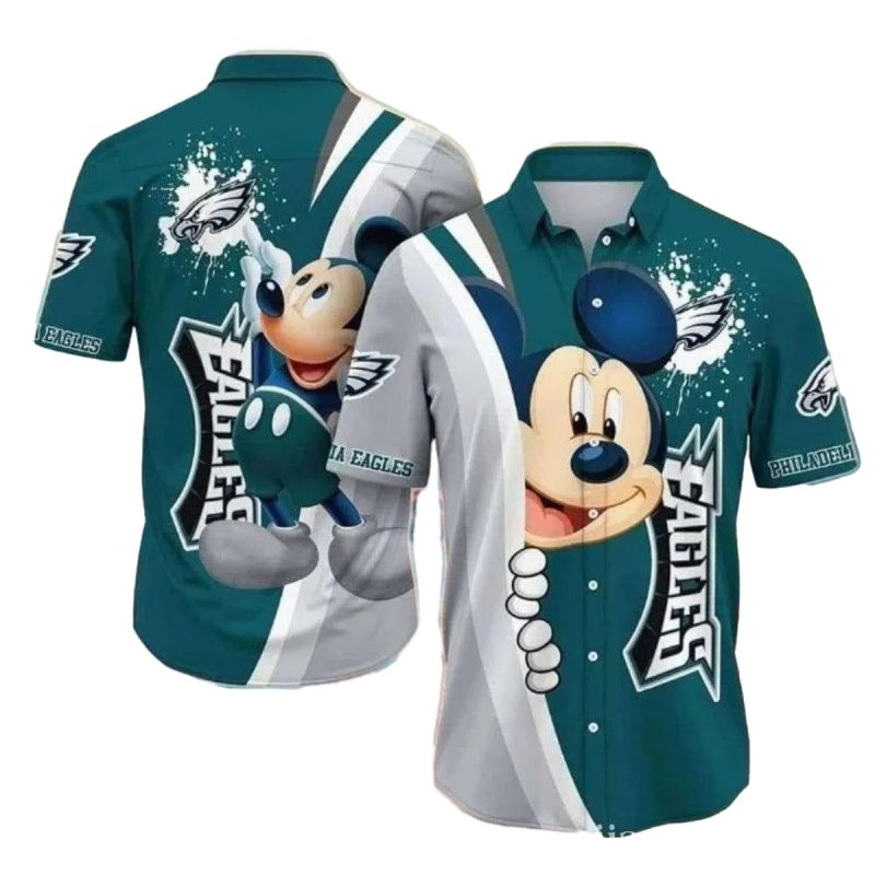 Animated Rush Mickey Mouse Philadelphia Eagles Tropical Hawaiian Shirt 1
