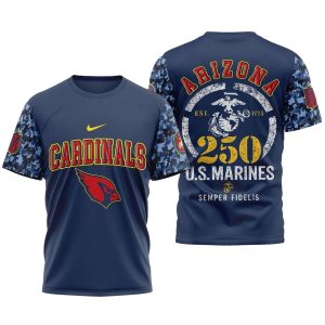 Arizona Cardinals 250th Anniversary Of The United States Marine Corps AOP T Shirt