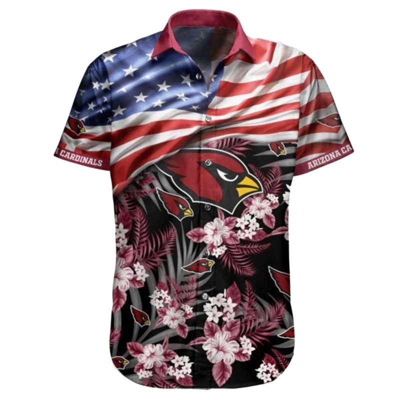 Arizona Cardinals America Flag Flower Hawaiian Shirt 1
