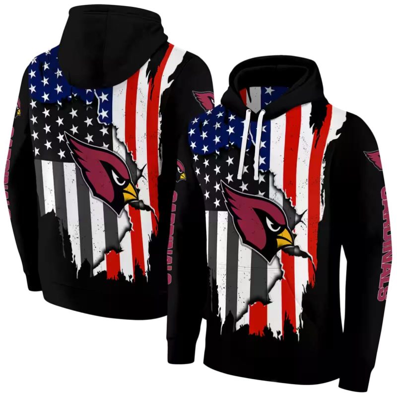 Arizona Cardinals American Pride Black Aop Hoodie 1
