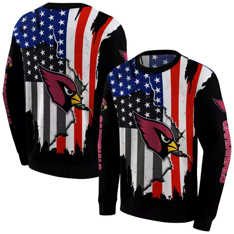 Arizona Cardinals American Pride Black Aop Sweatshirt 1