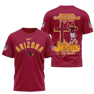 Arizona Cardinals And Jesus In My Heart AOP T Shirt