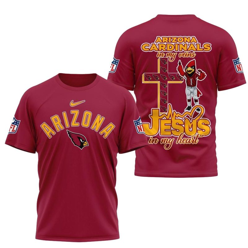 Arizona Cardinals And Jesus In My Heart Aop T Shirt 1
