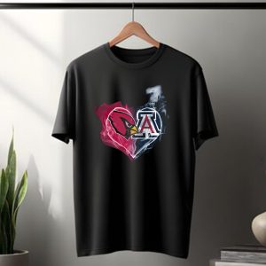 Arizona Cardinals And University Of Arizona Logo Smoke Heart T-Shirt
