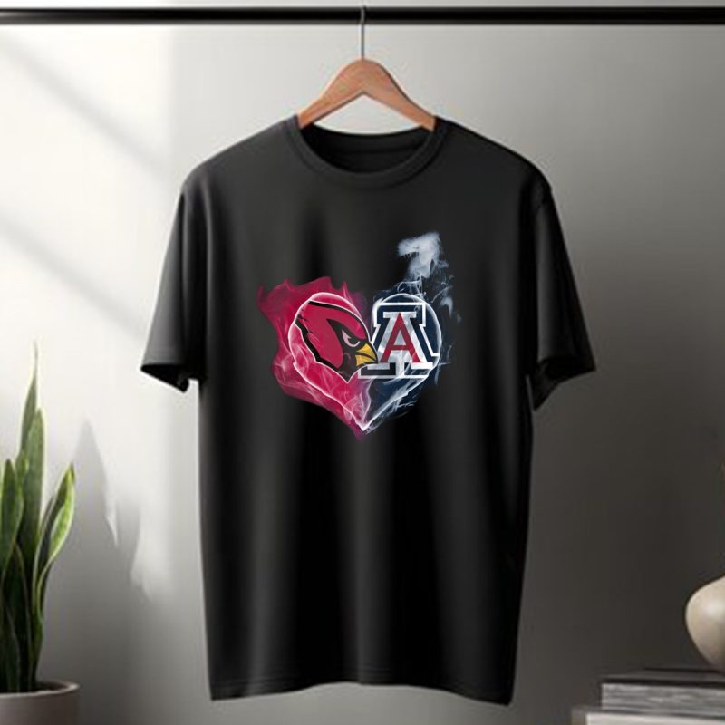 Arizona Cardinals And University Of Arizona Logo Smoke Heart T Shirt 1 T Shirt 1