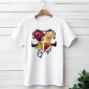 Arizona Cardinals Arizona State Sun Devils Heart Dual Allegiance T-Shirt