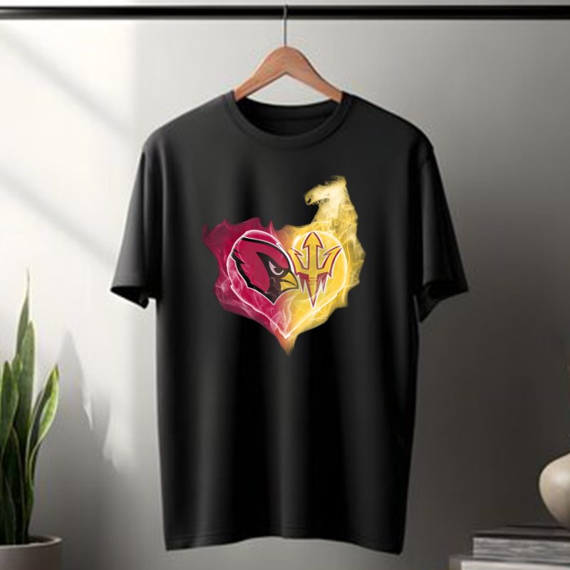 Arizona Cardinals Arizona State Sun Devils Heart Fusion T Shirt 1 T Shirt 1