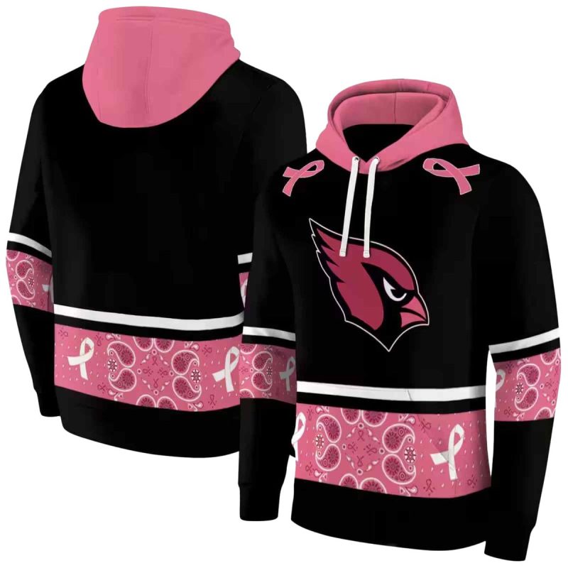 Arizona Cardinals Awareness Ribbon Black Pink Aop Hoodie 1