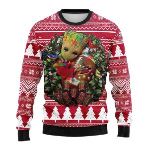 Arizona Cardinals Baby Groot Hug Christmas Ugly Sweater