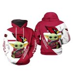 Arizona Cardinals Baby Yoda Hug Ball AOP Hoodie
