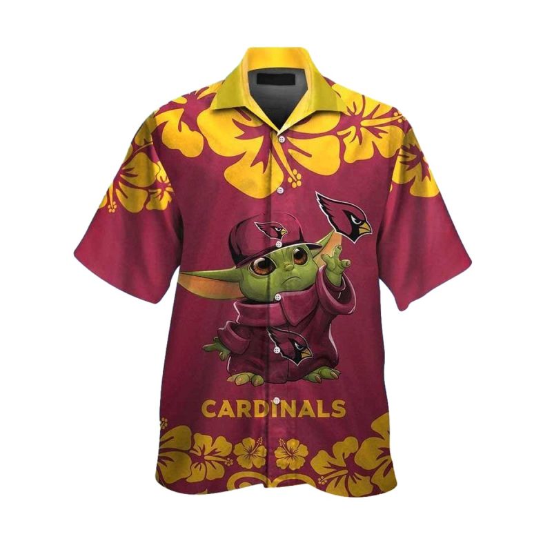 Arizona Cardinals Baby Yoda Summer Button Up Hawaiian Shirt 1