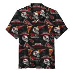 Arizona Cardinals Black Pattern Hawaiian Shirt With Football Logos