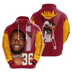 Arizona Cardinals Budda Baker 36 Red Yellow AOP Hoodie