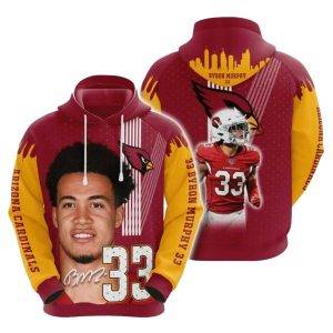 Arizona Cardinals Byron Murphy 33 Red Yellow AOP Hoodie