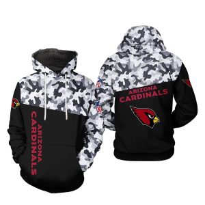 Arizona Cardinals Camo Black Veteran Team AOP Hoodie