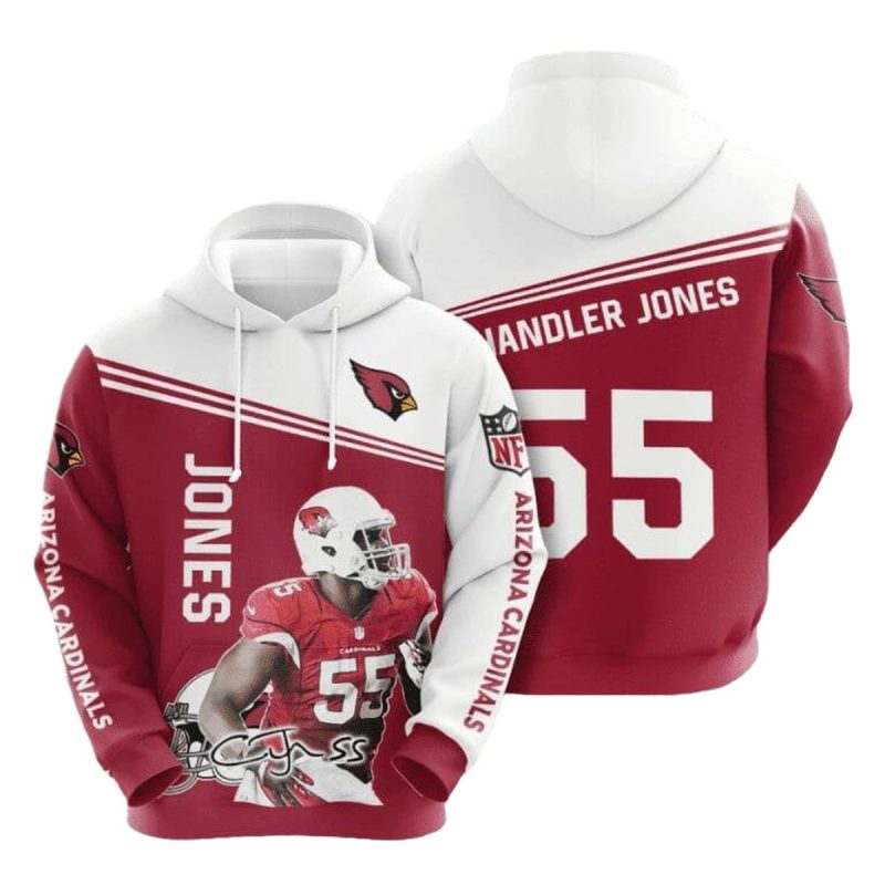 Arizona Cardinals Chandler Jones 55 Red White Aop Hoodie 1