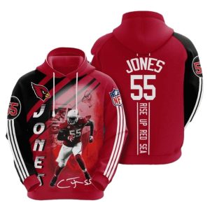 Arizona Cardinals Chandler Jones 55 Signature Red Black AOP Hoodie