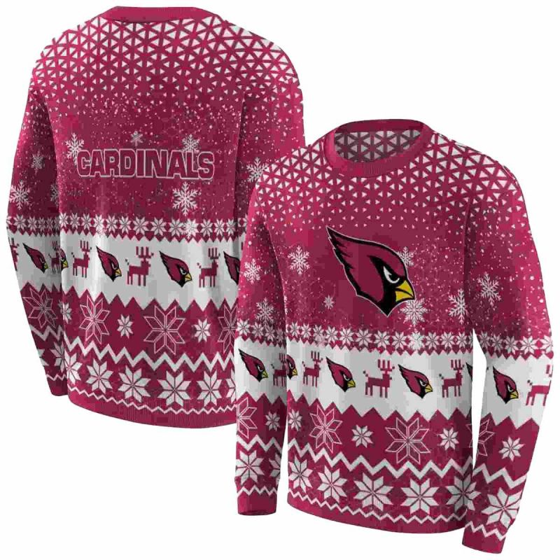 Arizona Cardinals Christmas Reindeer Motif Red Aop Sweatshirt 1
