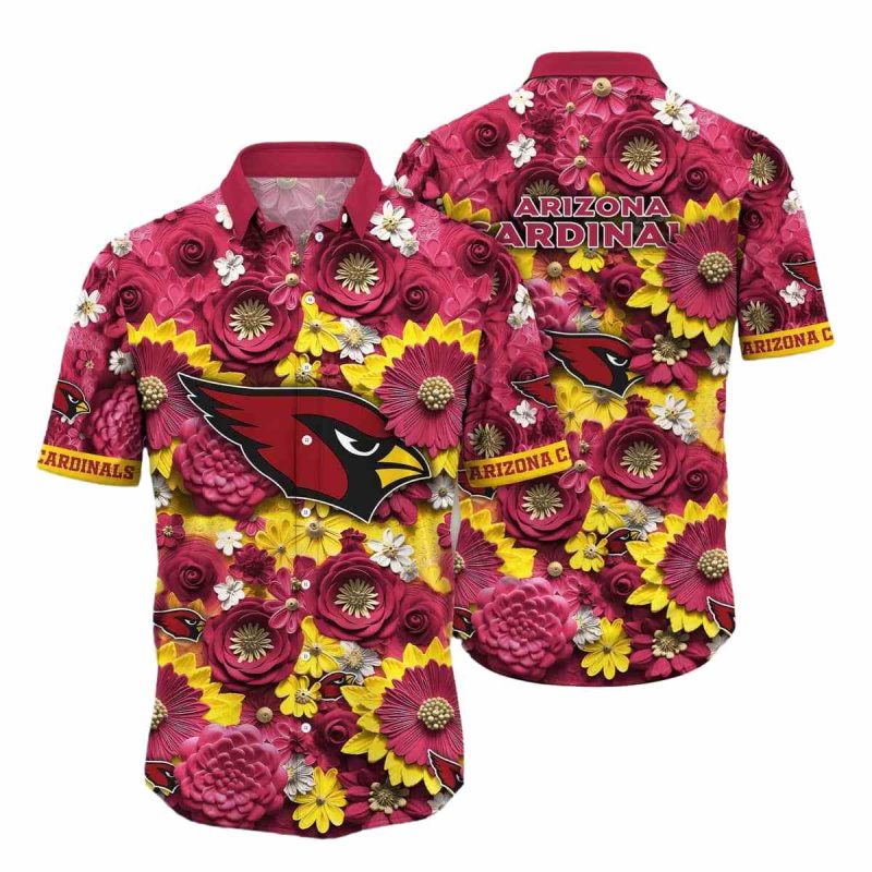 Arizona Cardinals Colorful Flowers Hawaiian Shirt 1