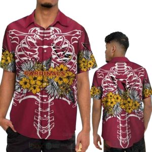 Arizona Cardinals Cool Skeleton Flower Hawaiian Shirt