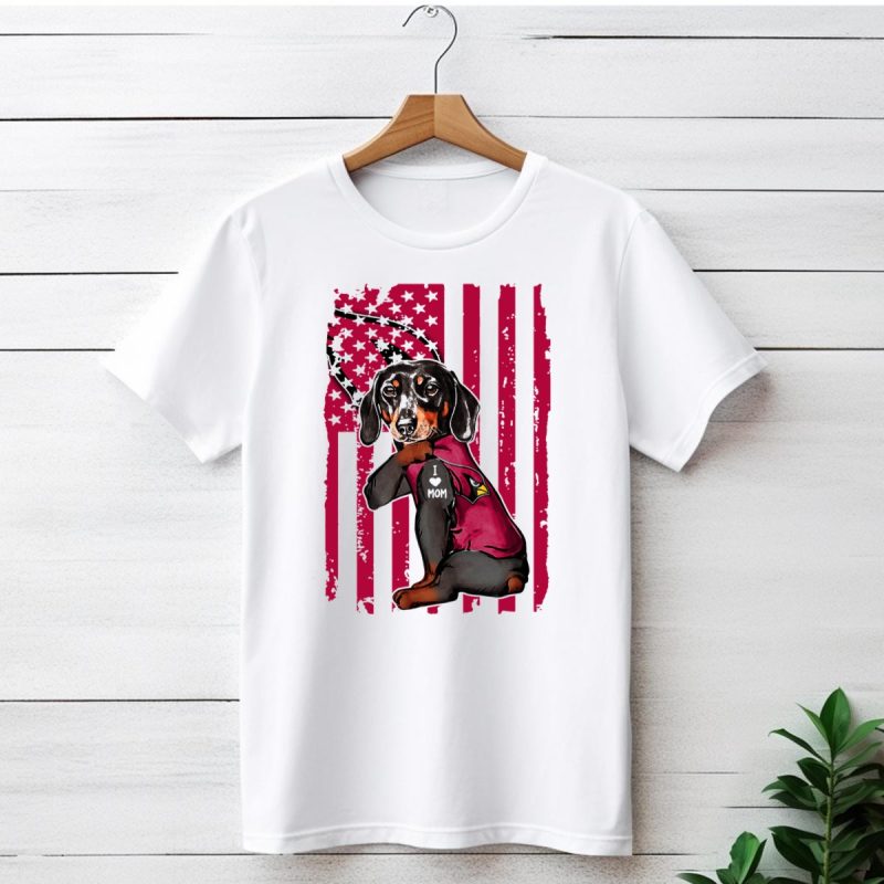 Arizona Cardinals Dachshund I Love Mom Usa Flag T Shirt 1 T Shirt 1