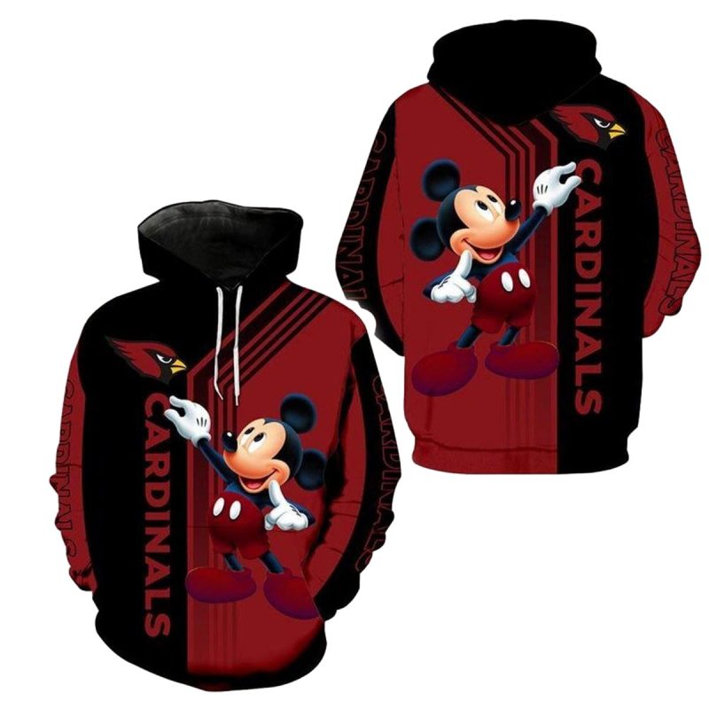 Arizona Cardinals Disney Mickey Black And Red Aop Hoodie 1