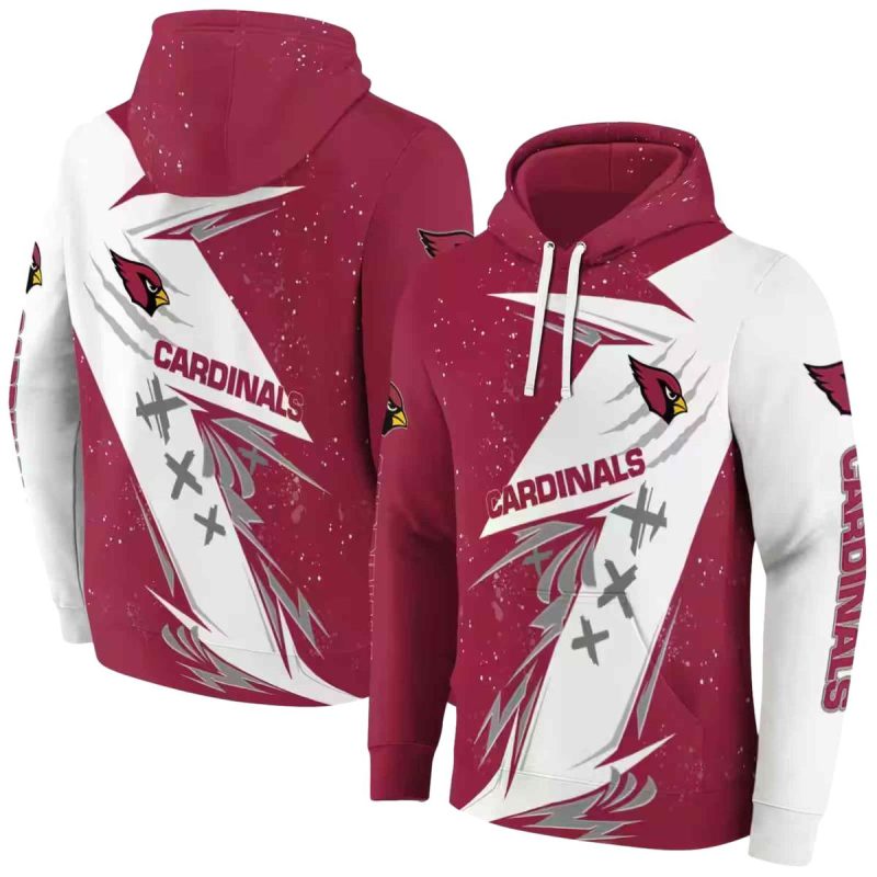 Arizona Cardinals Dynamic Slash Red White Aop Hoodie 1