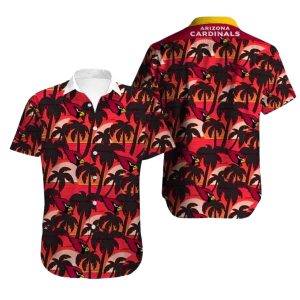 Arizona Cardinals Fiery Palm Tree Sunset Hawaiian Shirt