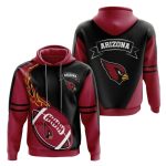 Arizona Cardinals Flame Ball Red Black AOP Hoodie