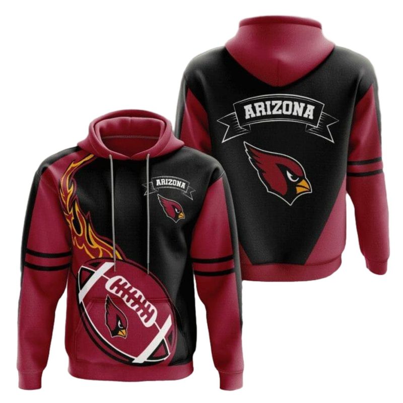 Arizona Cardinals Flame Ball Red Black Aop Hoodie 1