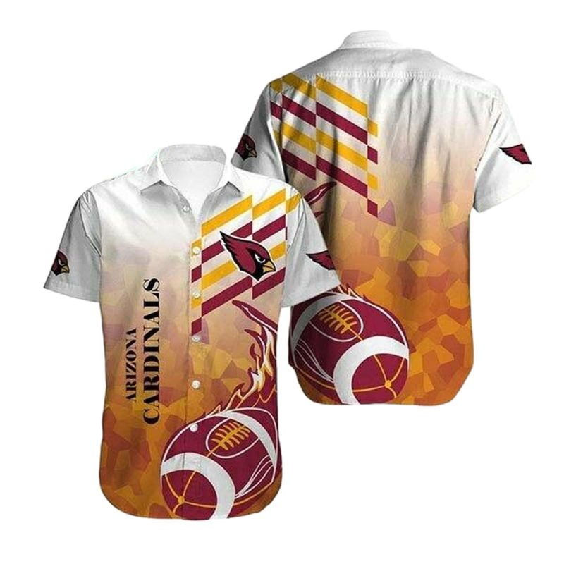 Arizona Cardinals Flame Ball White Yellow Hawaiian Shirt 1