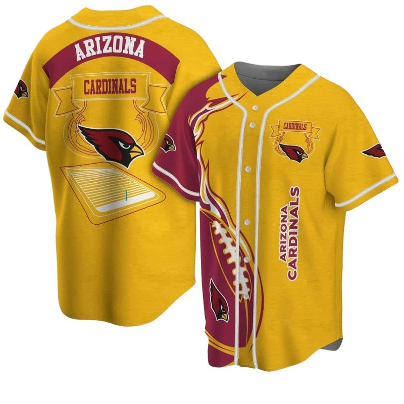 Arizona Cardinals Flame Ball Yellow Pattern Baseball Jersey 1