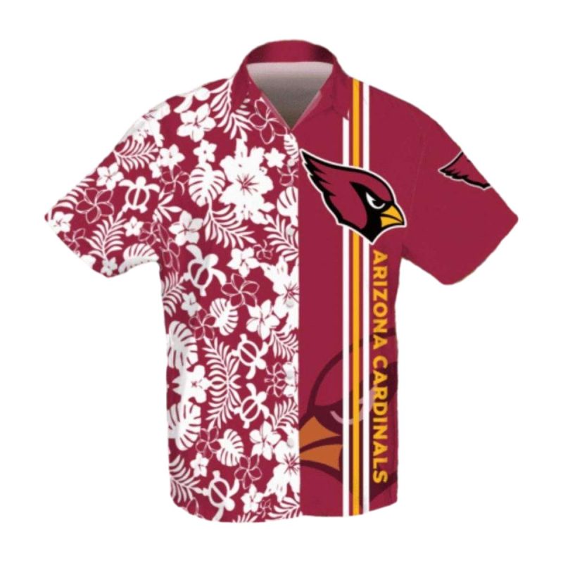 Arizona Cardinals Floral Stripe Maroon And White Hawaiian Shirt 1