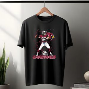Arizona Cardinals Football Player Graphic with Team Logo and Helmet T-Shirt