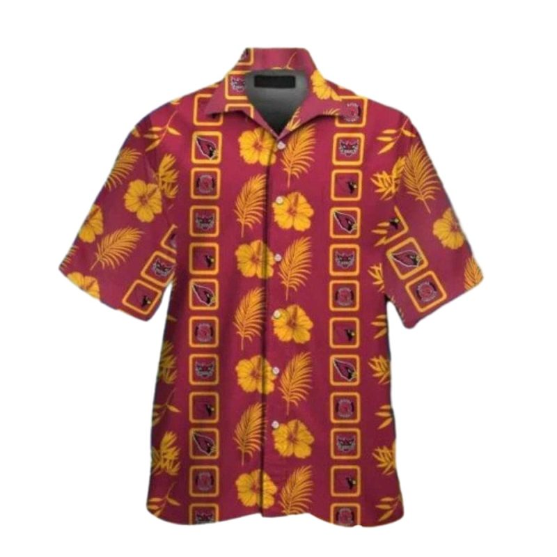 Arizona Cardinals Geometric Floral Maroon Hawaiian Shirt 1