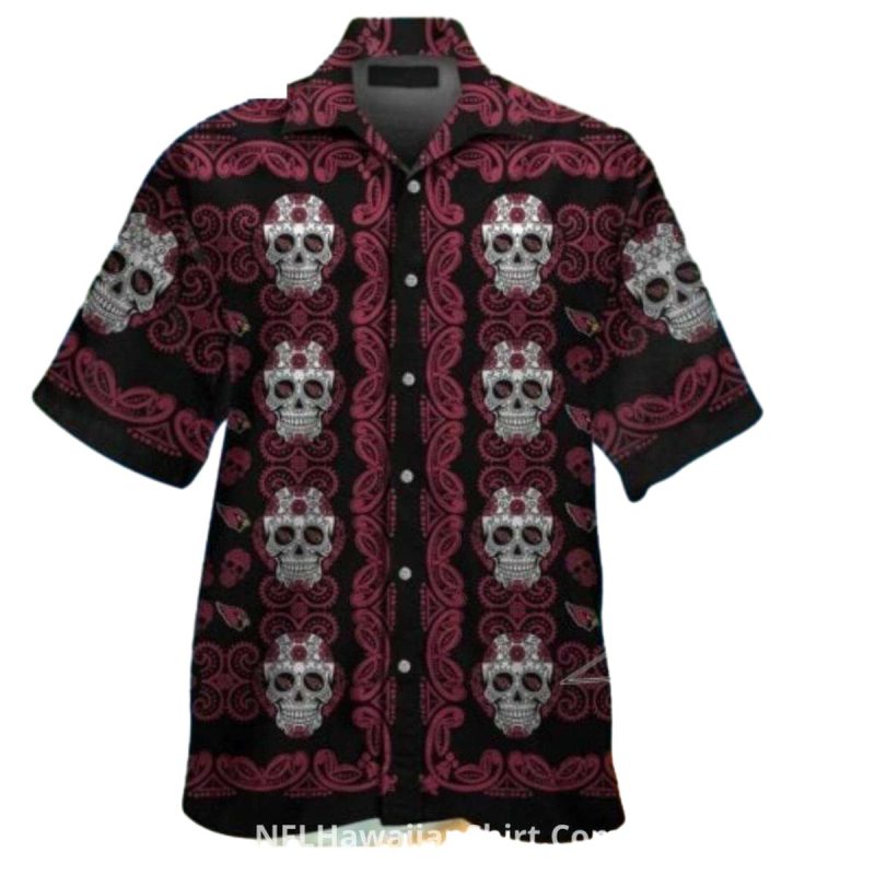 Arizona Cardinals Gothic Skull Hawaiian Shirt 1