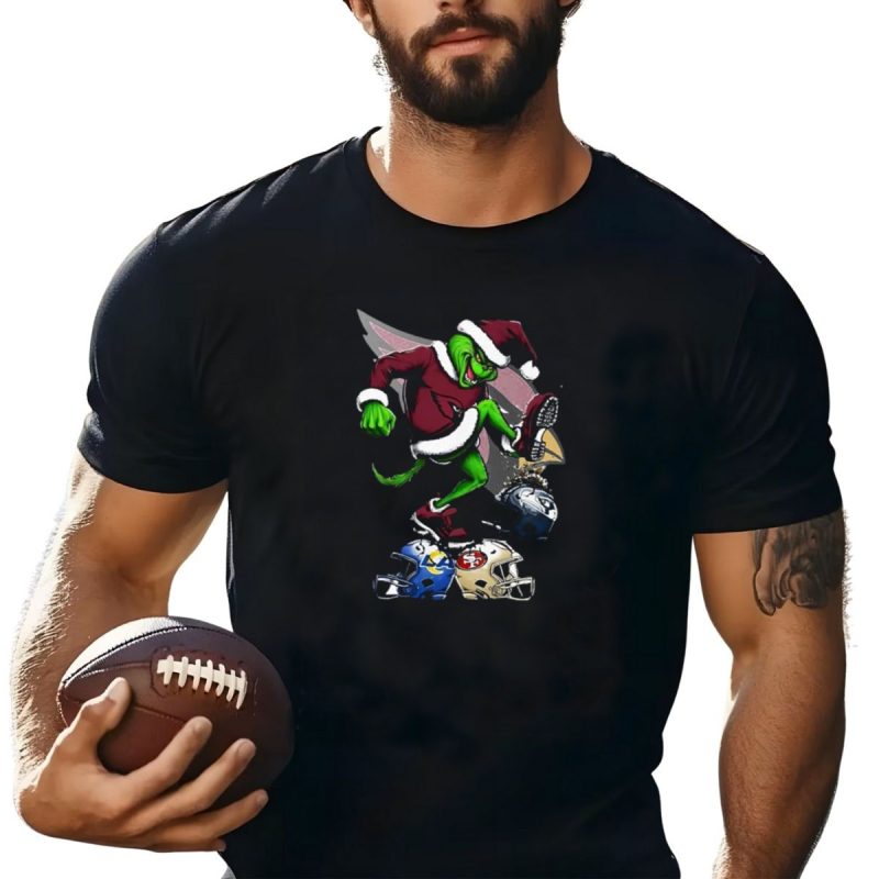 Arizona Cardinals Grinch Stomping Seahawks Rams 49Ers Christmas Football Helmets T Shirt T Shirt 1