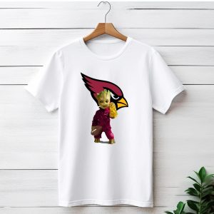 Arizona Cardinals Groot Holding Football and Infinity Gauntlet T-Shirt