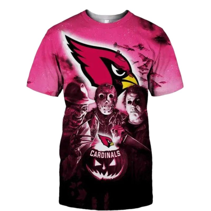 Arizona Cardinals Halloween Night Horror Movie Aop T Shirt 1