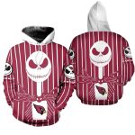 Arizona Cardinals Halloween Red Jack Skellington Super Bowl AOP Hoodie