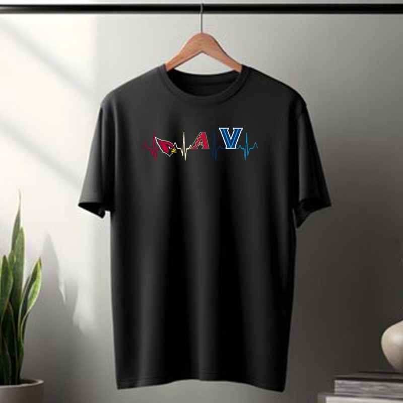 Arizona Cardinals Heartbeat Arizona Diamondbacks Villanova Wildcats Electrocardiogram T Shirt 1 T Shirt 1