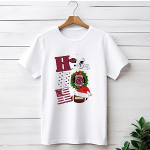 Arizona Cardinals Helmet Wreath Football Ho Ho Ho Merry Christmas T-Shirt