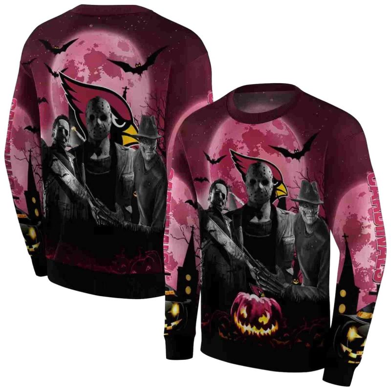 Arizona Cardinals Horror Halloween Vibes Red Black Aop Sweatshirt 1