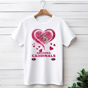 Arizona Cardinals In My Heart Sparkling Logo and Hearts T-Shirt