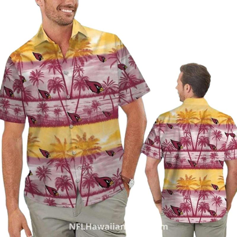 Arizona Cardinals Island Palm Tree Sunset Hawaiian Shirt 1