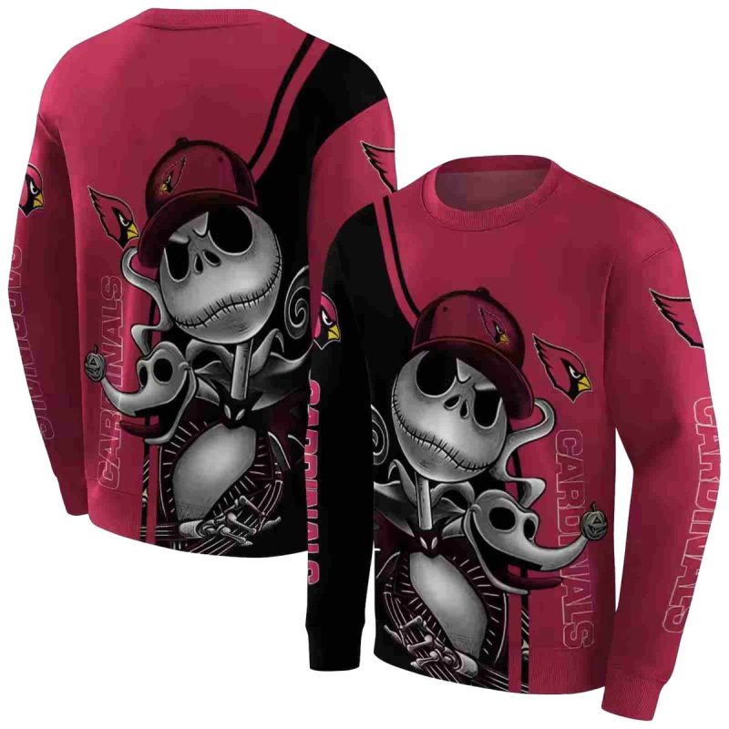 Arizona Cardinals Jack Skellington Red Aop Sweatshirt 1