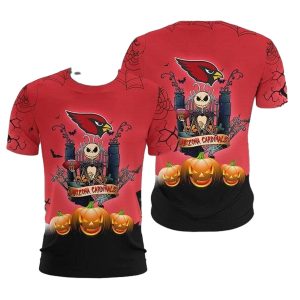 Arizona Cardinals Jack Skellington Red And Black AOP T Shirt